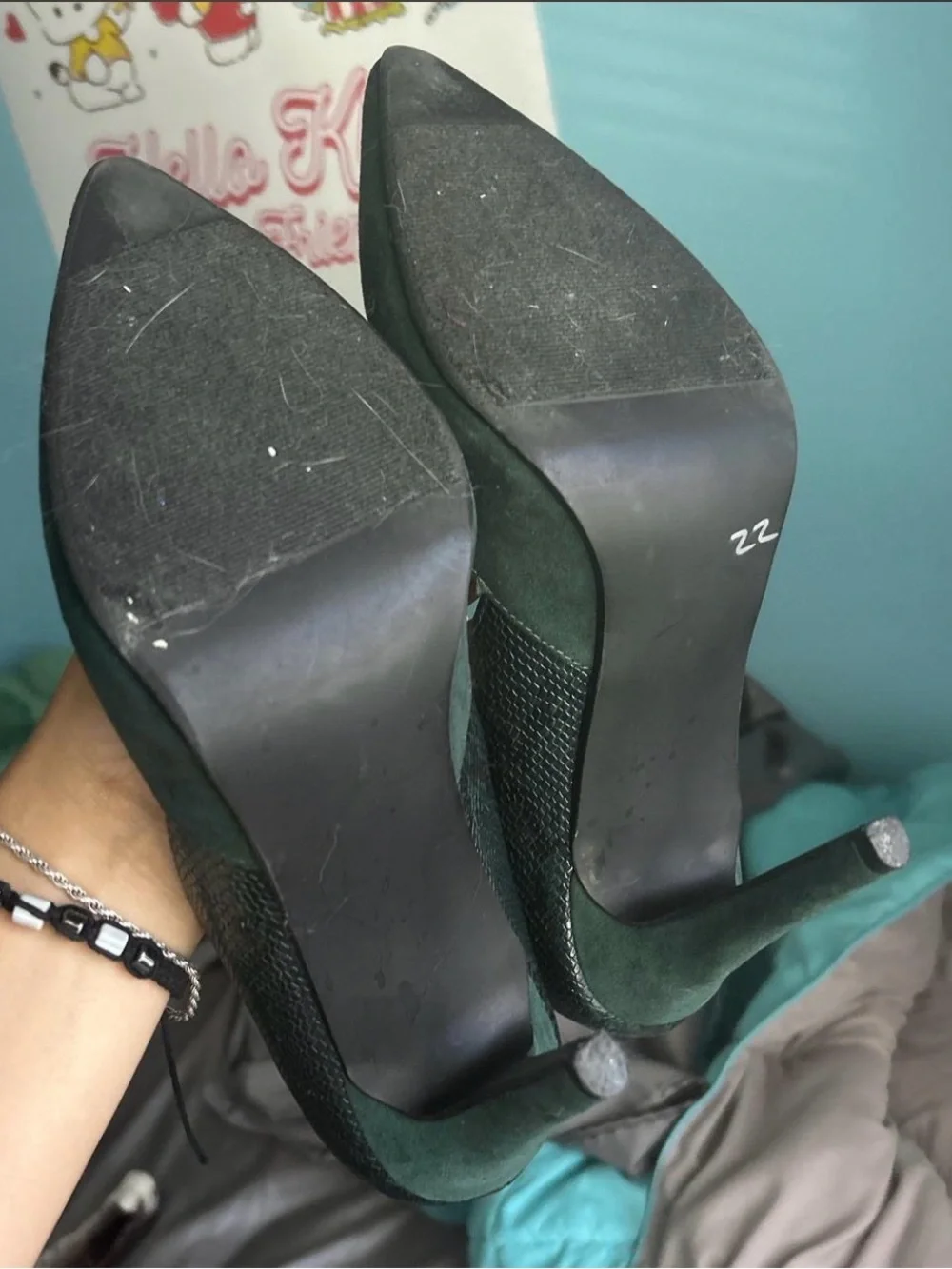 Chinese Laundry Dark Green Suede Pointed-Toe Pumps - Picture 5 of 5